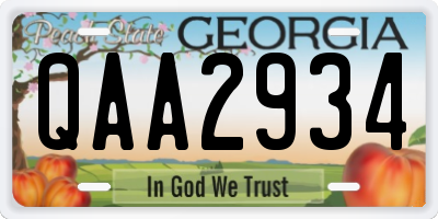 GA license plate QAA2934