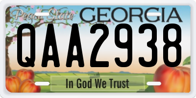 GA license plate QAA2938