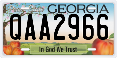 GA license plate QAA2966