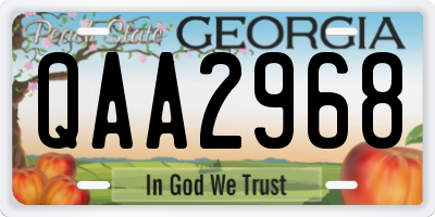 GA license plate QAA2968