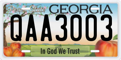 GA license plate QAA3003