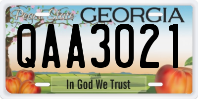 GA license plate QAA3021