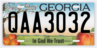 GA license plate QAA3032
