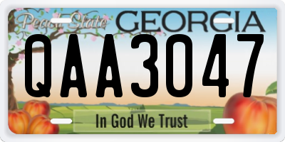 GA license plate QAA3047