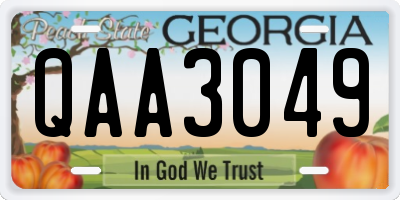GA license plate QAA3049