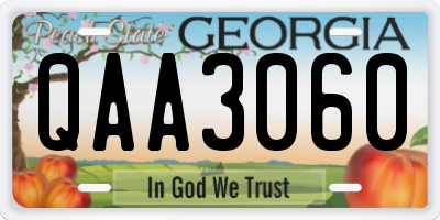 GA license plate QAA3060