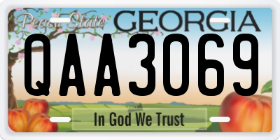 GA license plate QAA3069
