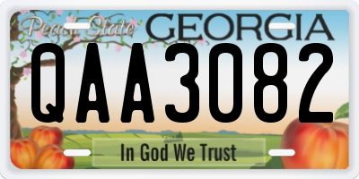 GA license plate QAA3082