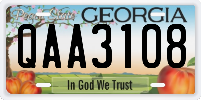 GA license plate QAA3108