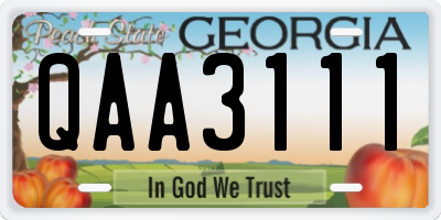 GA license plate QAA3111