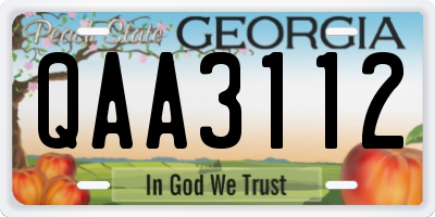 GA license plate QAA3112