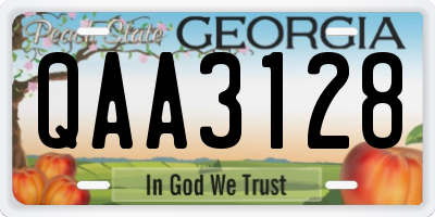 GA license plate QAA3128