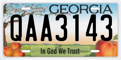 GA license plate QAA3143