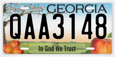 GA license plate QAA3148