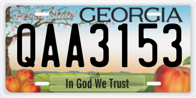 GA license plate QAA3153