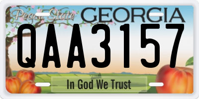 GA license plate QAA3157