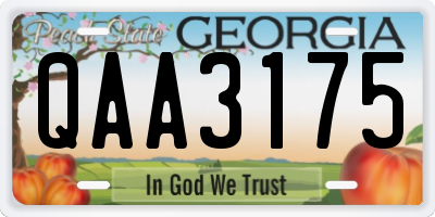 GA license plate QAA3175