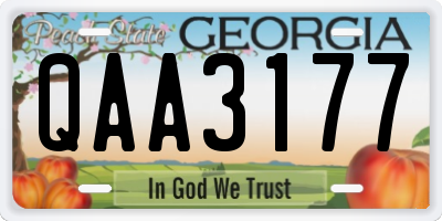 GA license plate QAA3177