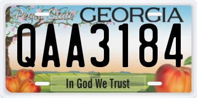 GA license plate QAA3184