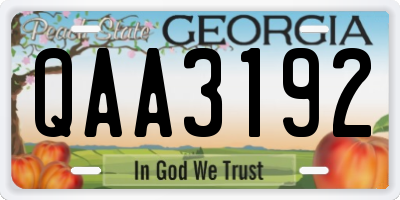 GA license plate QAA3192