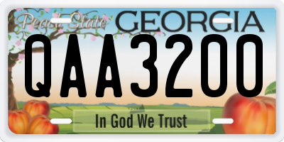 GA license plate QAA3200