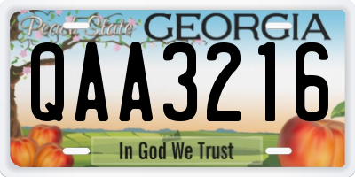 GA license plate QAA3216