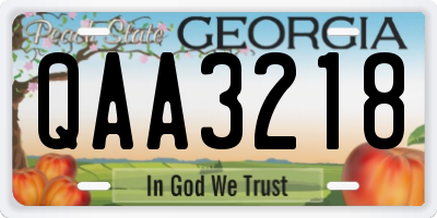 GA license plate QAA3218