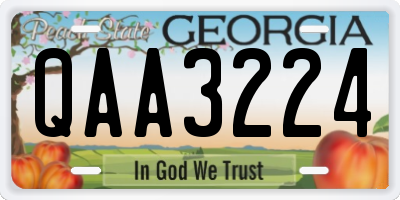 GA license plate QAA3224