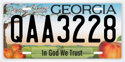 GA license plate QAA3228