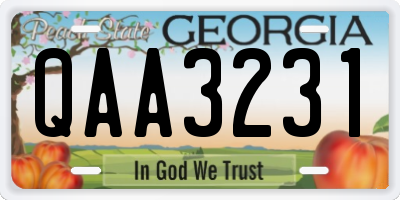 GA license plate QAA3231