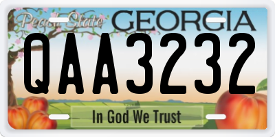 GA license plate QAA3232