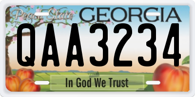 GA license plate QAA3234