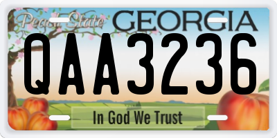 GA license plate QAA3236