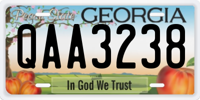 GA license plate QAA3238