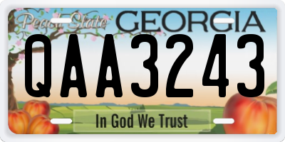 GA license plate QAA3243