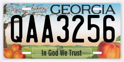 GA license plate QAA3256