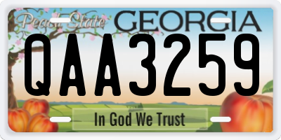 GA license plate QAA3259