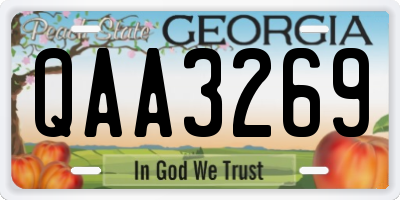 GA license plate QAA3269