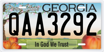 GA license plate QAA3292