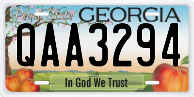 GA license plate QAA3294
