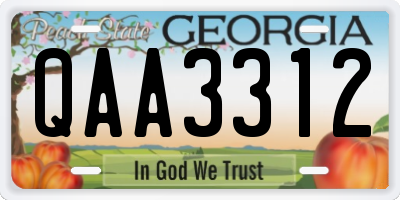 GA license plate QAA3312