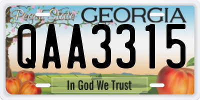 GA license plate QAA3315