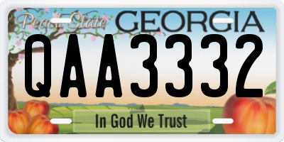 GA license plate QAA3332