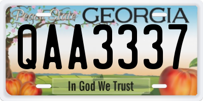GA license plate QAA3337
