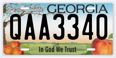 GA license plate QAA3340