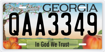GA license plate QAA3349