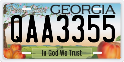 GA license plate QAA3355