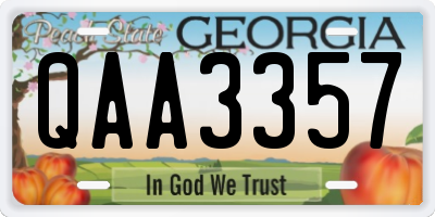 GA license plate QAA3357