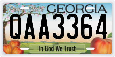 GA license plate QAA3364
