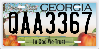 GA license plate QAA3367